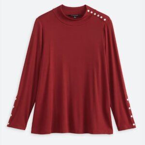 NEW! 41 Hawthorn Shane Button Detail Ribbed Knit Top - Size Large